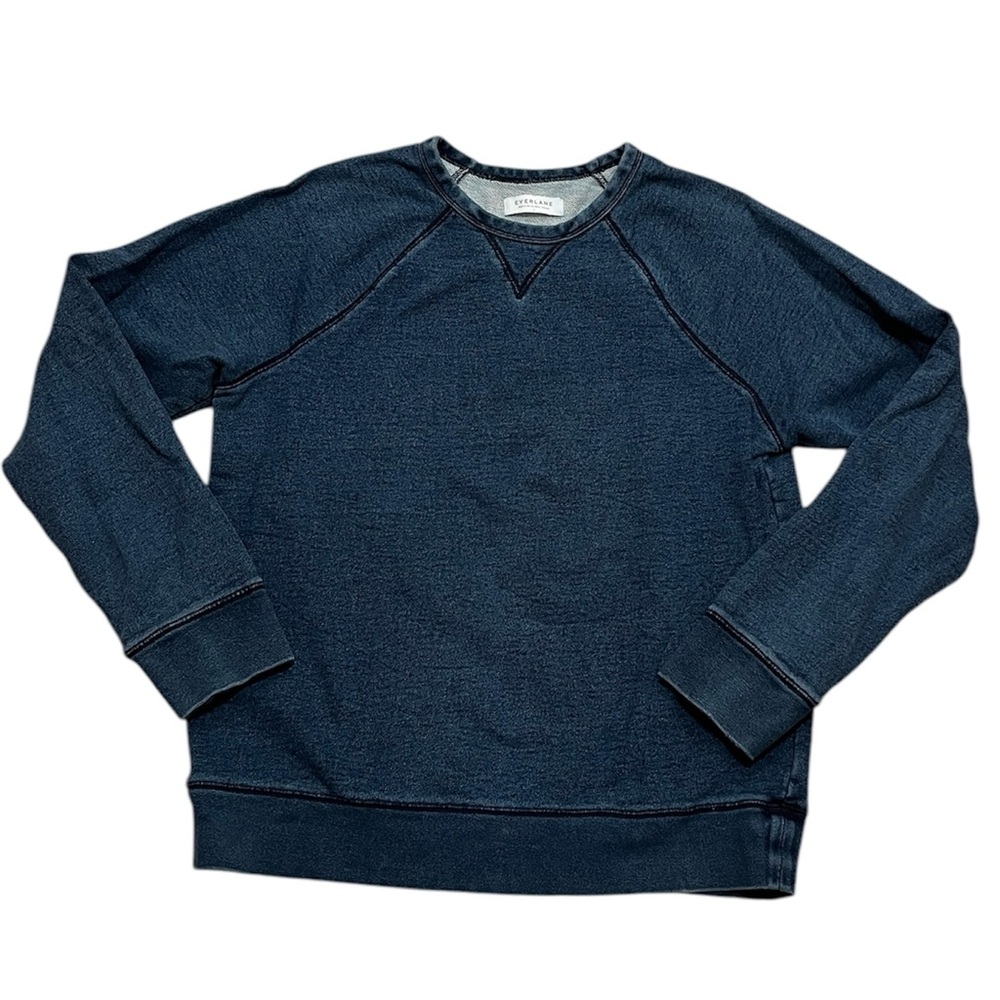 Everlane L chambray denim pullover sweatshirt